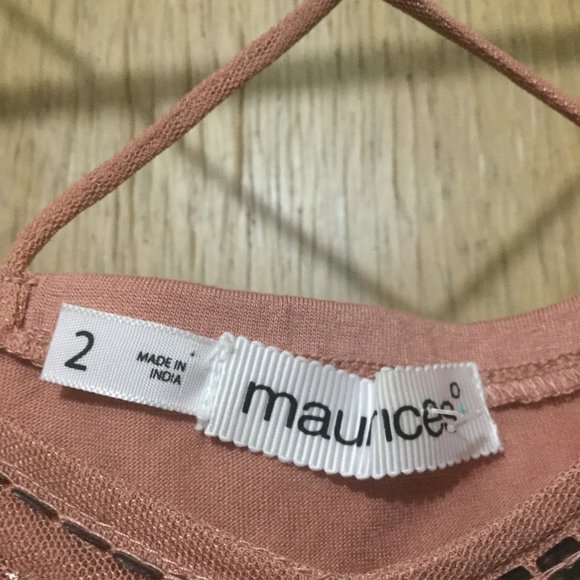 Maurice size 2 blush pink strappy top with beads on the front sheer layer - Picture 3 of 7